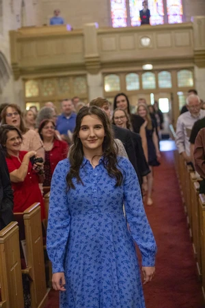 The graduating nursing students enter Williams Memorial Chapel for the Pinning and Blessing Ceremony.